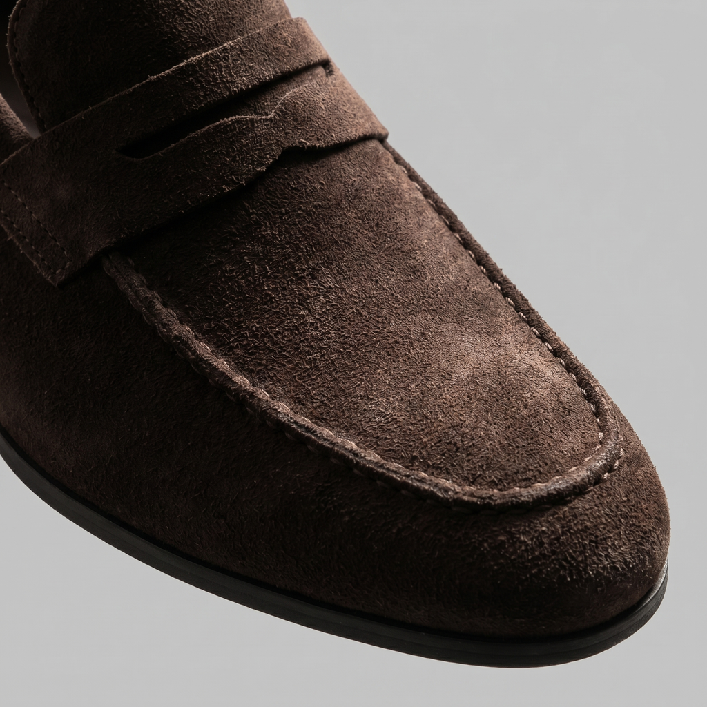 Men's Suede Penny Loafers, Smart Casual Loafers – Leather Sole