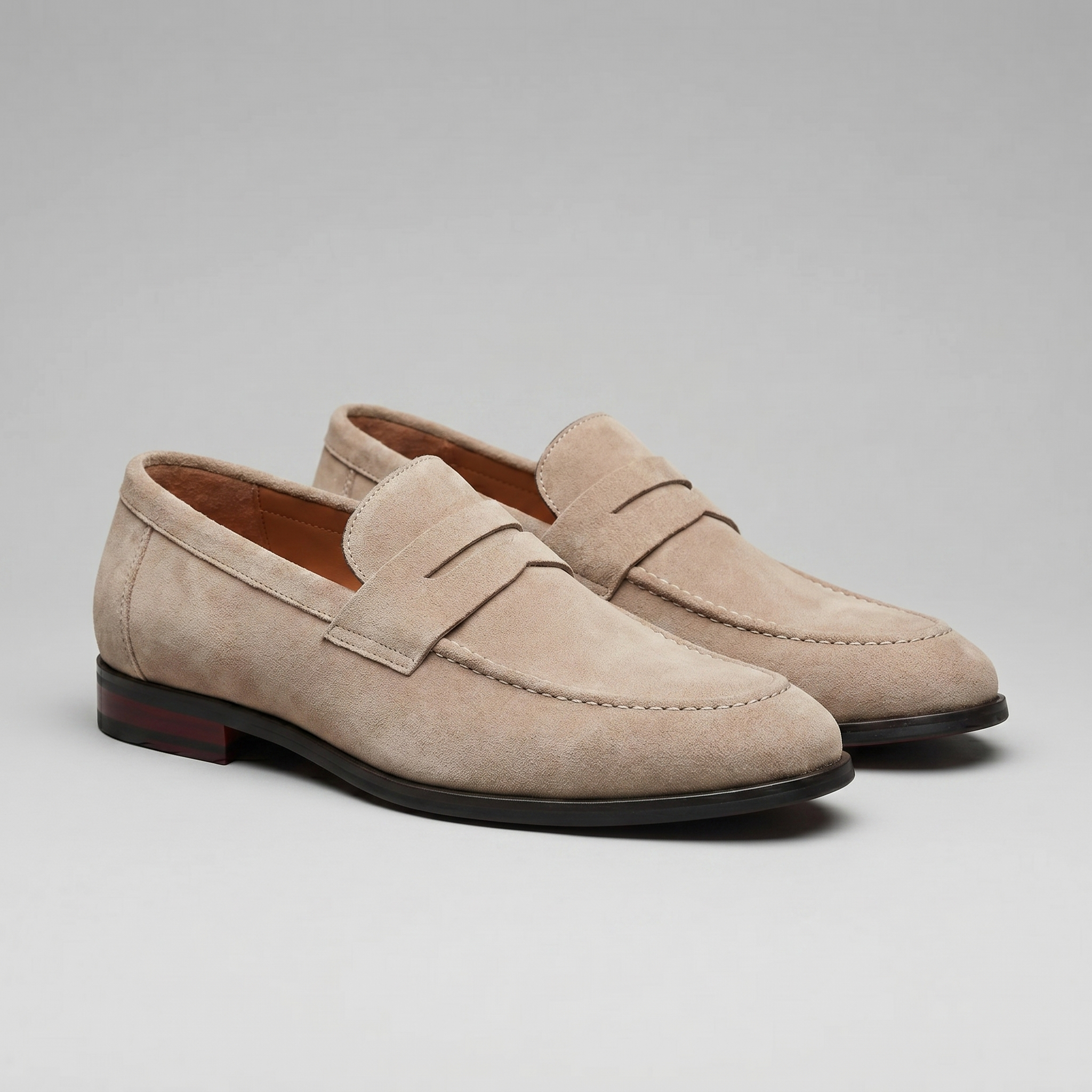 Men's Suede Penny Loafers, Smart Casual Loafers – Leather Sole