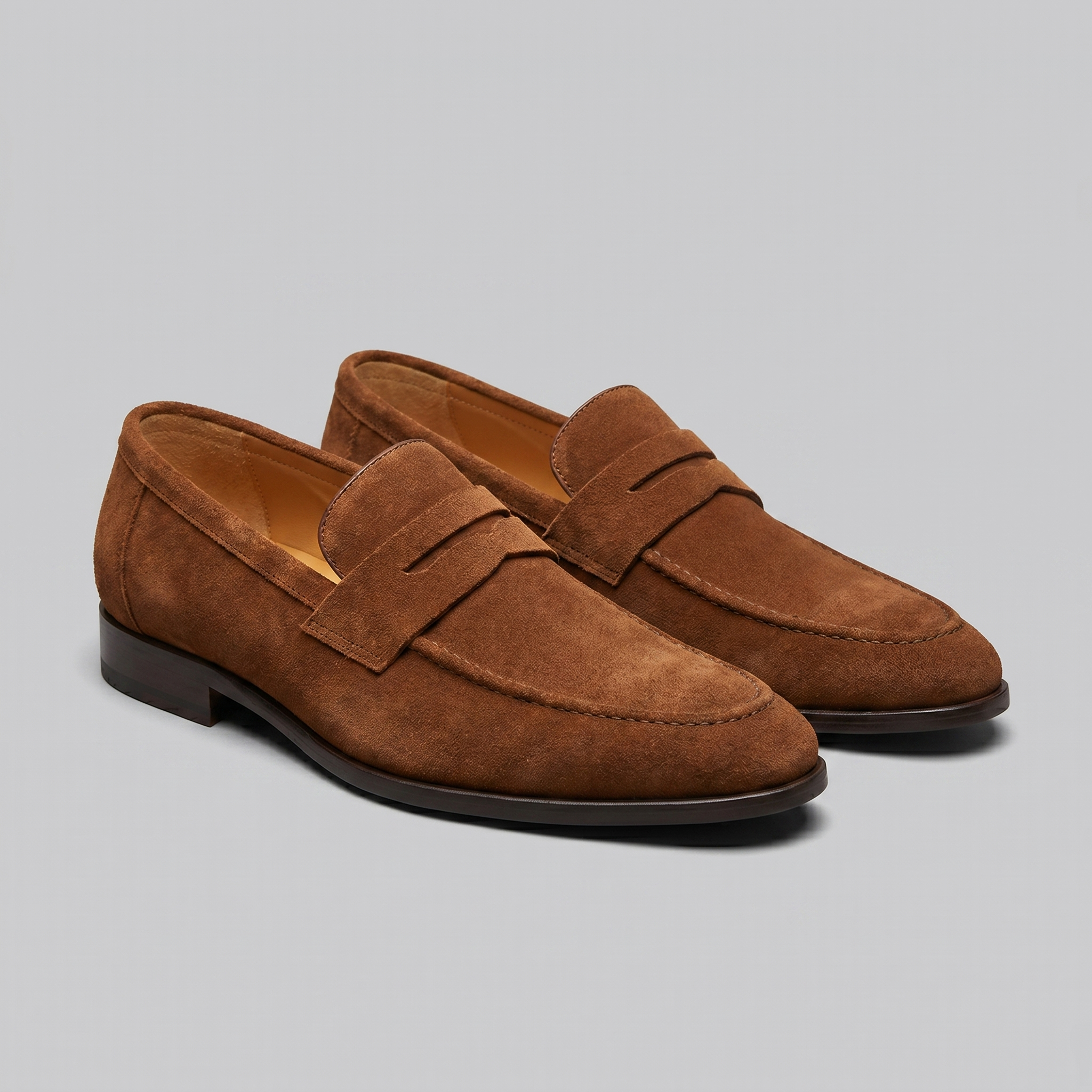 Men's Suede Penny Loafers, Smart Casual Loafers – Leather Sole