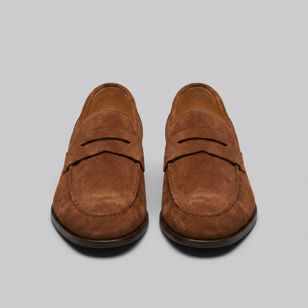 Men's Suede Penny Loafers, Smart Casual Loafers – Leather Sole