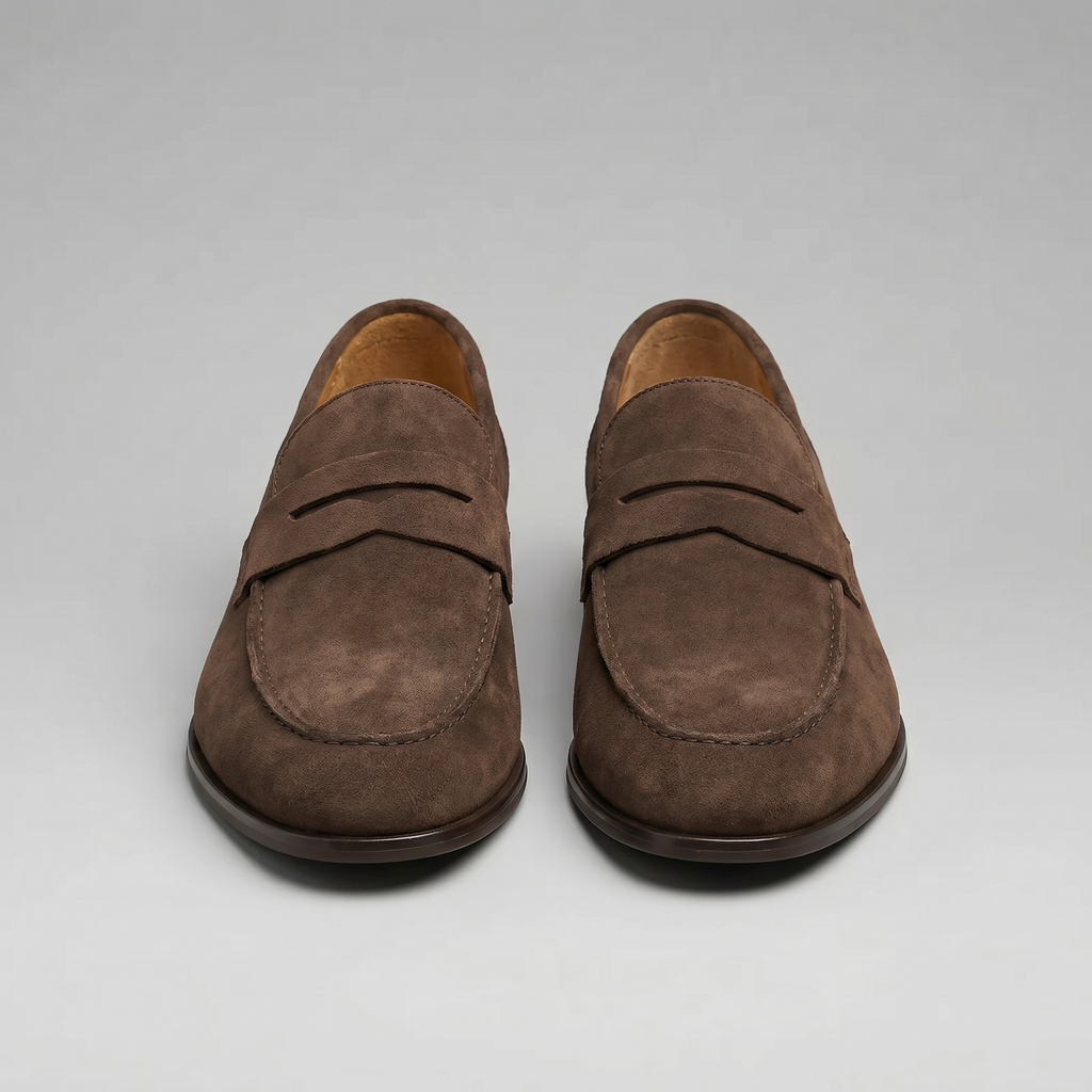 Men's Suede Penny Loafers, Smart Casual Loafers – Leather Sole
