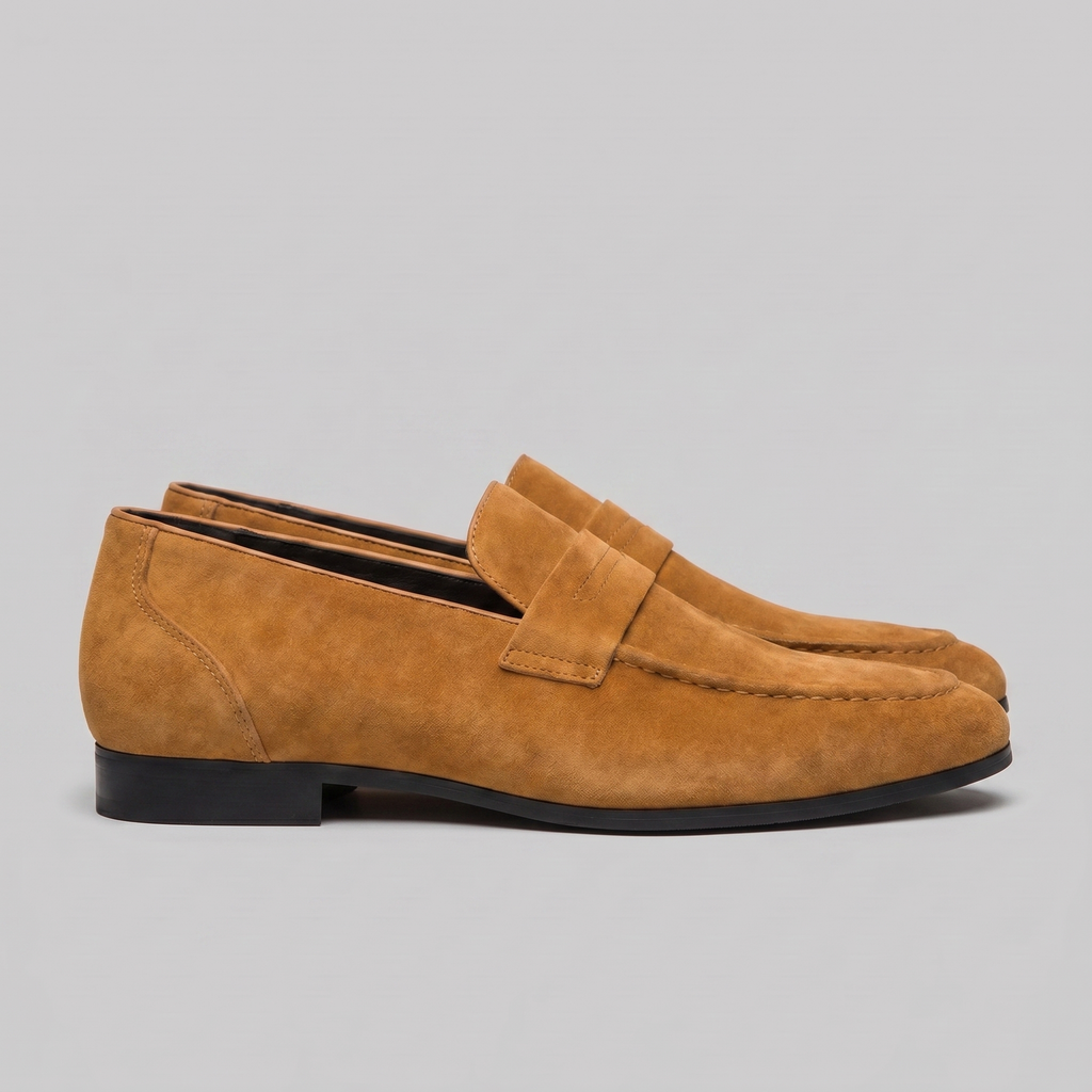 Men's Suede Penny Loafers, Smart Casual Loafers – Leather Sole