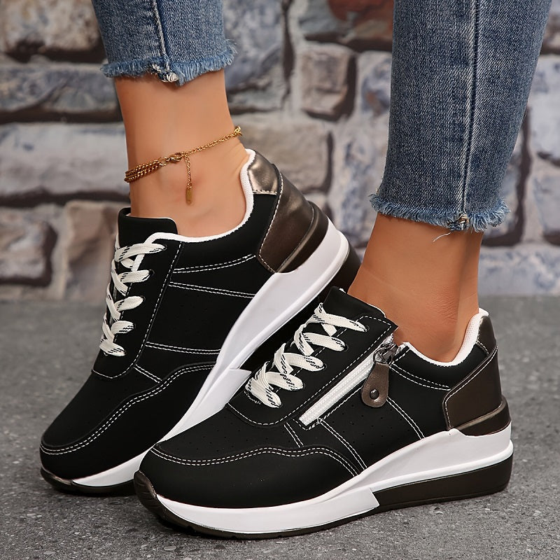 Women Orthopedic Lace-Up Sneakers - Supportive Comfort for Everyday Wear