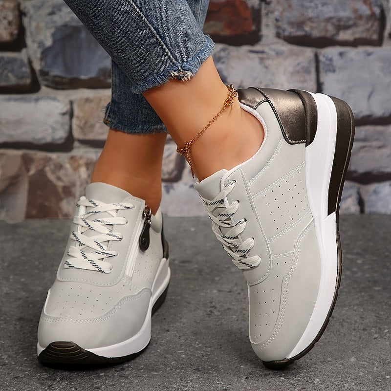 Women Orthopedic Lace-Up Sneakers - Supportive Comfort for Everyday Wear