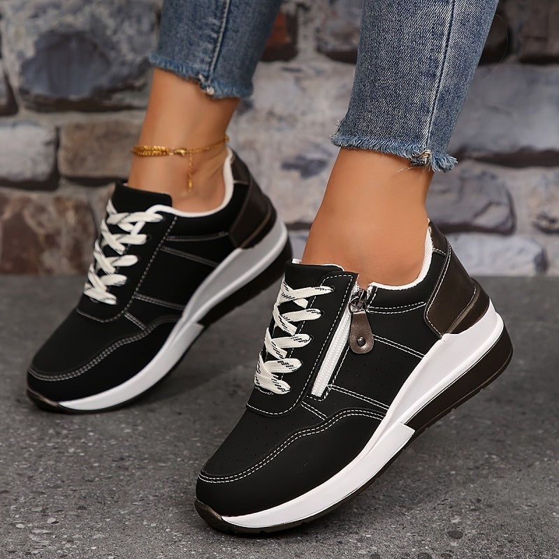 Women Orthopedic Lace-Up Sneakers - Supportive Comfort for Everyday Wear