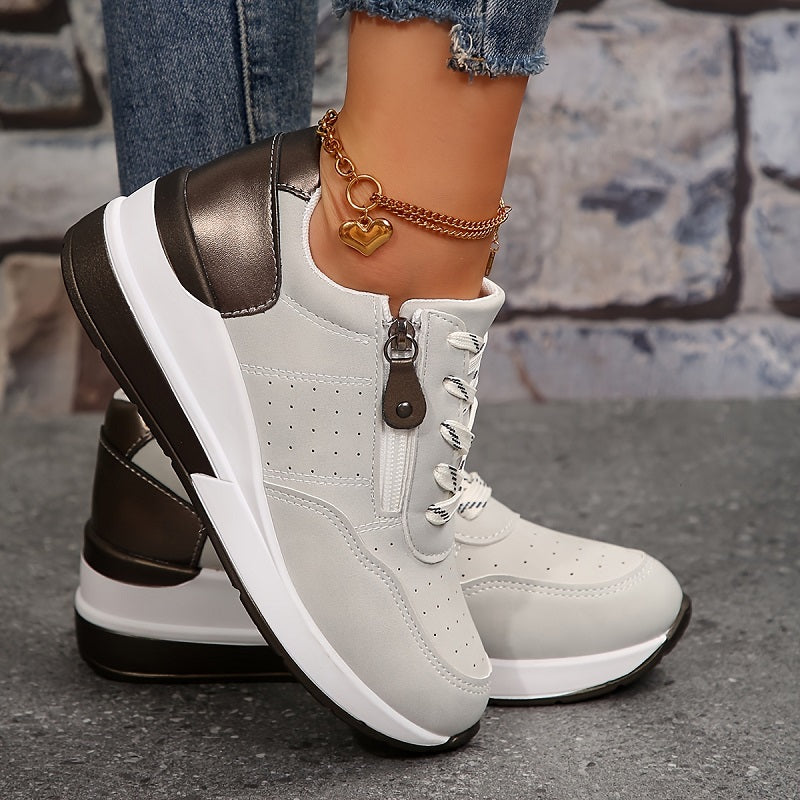 Women Orthopedic Lace-Up Sneakers - Supportive Comfort for Everyday Wear