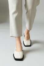 Women’s Square Toe Slingback Flats – Minimalist Elastic Strap Ballet Shoes