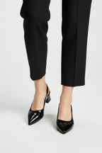 Women’s Croc-Embossed Block Heel Pumps – Pointed Toe Slingback Style