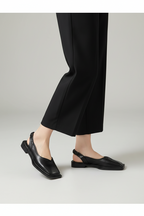 Women’s Square Toe Slingback Flats – Minimalist Elastic Strap Ballet Shoes