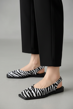 Women’s Square Toe Slingback Flats – Minimalist Elastic Strap Ballet Shoes