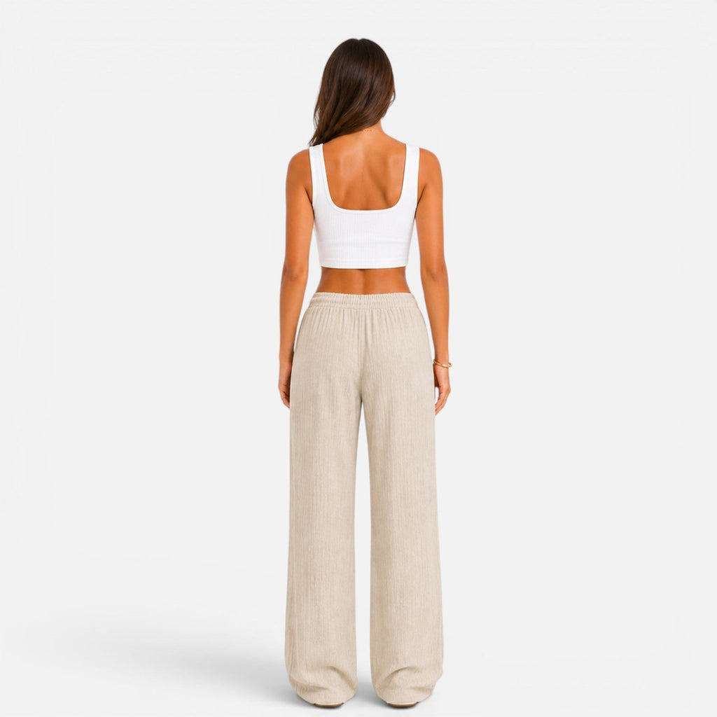 Women's Wide Leg Trousers, High Waist Palazzo Trousers – Elasticated Waist
