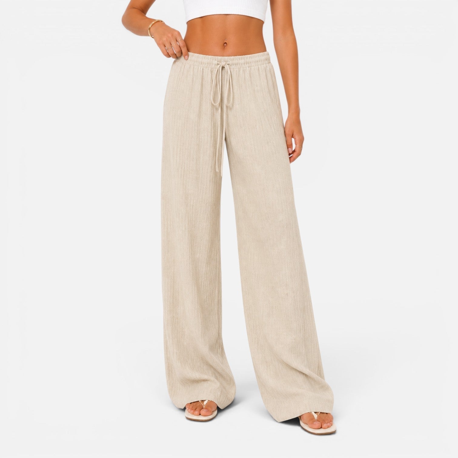 Women's Wide Leg Trousers, High Waist Palazzo Trousers – Elasticated Waist