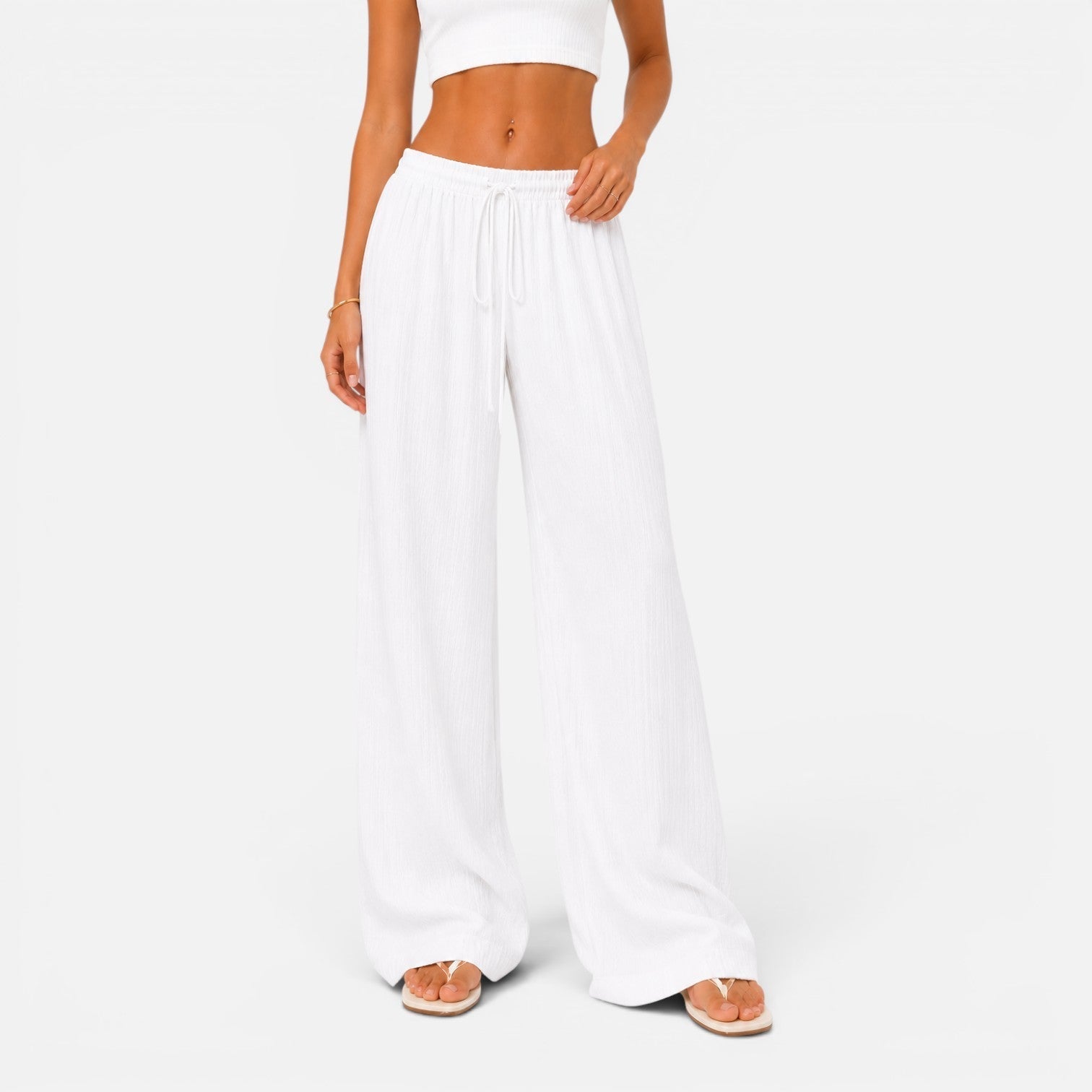 Women's Wide Leg Trousers, High Waist Palazzo Trousers – Elasticated Waist