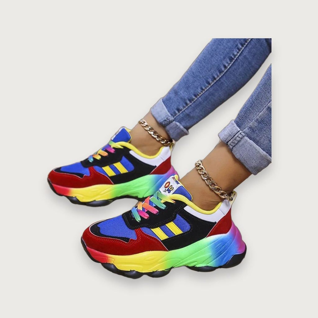 Women's Orthopedic Colorful Sneakers - Lace Up Outdoor Running Shoes