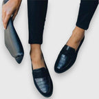 Women's Orthopedic Embossed Loafers - Croco Leather Printed Stylish Shoes