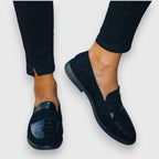 Women's Orthopedic Embossed Loafers - Croco Leather Printed Stylish Shoes