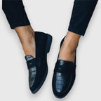 Women's Orthopedic Embossed Loafers - Croco Leather Printed Stylish Shoes